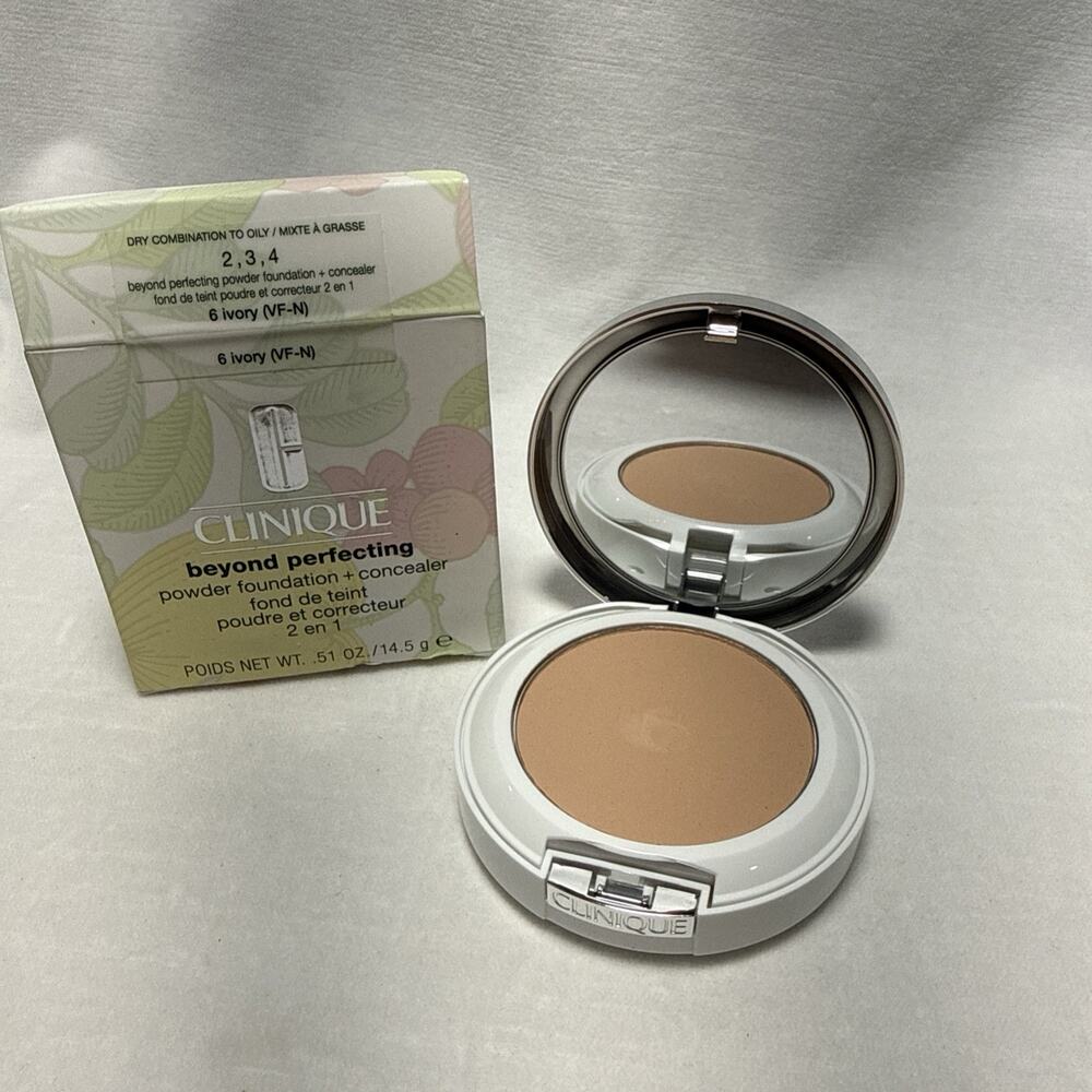 Clinique Beyond Perfecting Powder 6 IVORY (VF-N) - Size 0.51 Oz. FLAWED SEE PIC